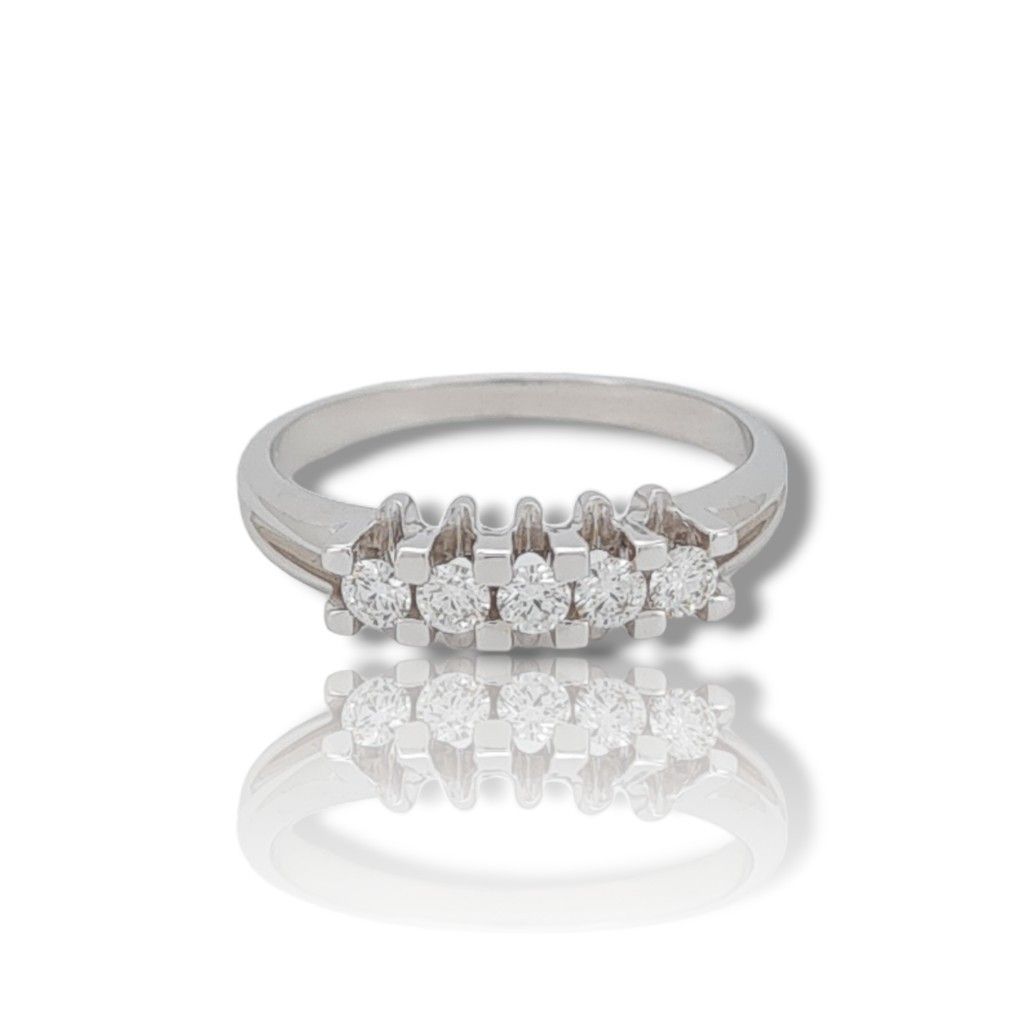 White gold eternity ring k18 with 5 diamonds (code R2200)